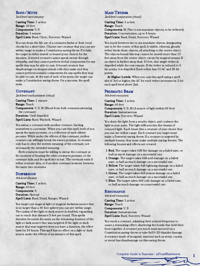 Complete Guide To Sanctum - Spells #5 - GM Binder | PDF | Magician ...