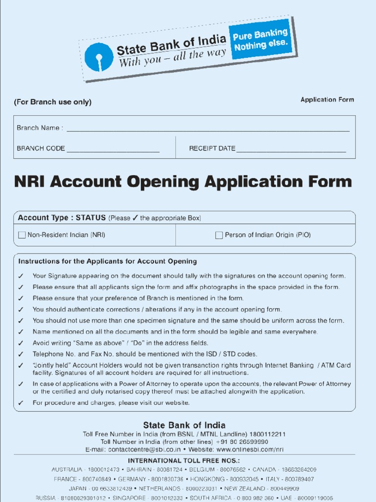 Sbi Nri Banking Form | PDF