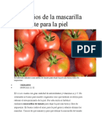 Beneficios de La Mascarilla de Tomate para La Piel