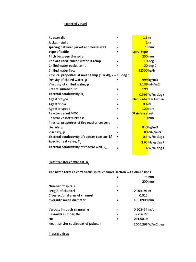 Jacketed Vessel Heat Transfer Analysis | PDF | Gases | Physics