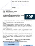 El proceso de planificación y los proyectos de inversión