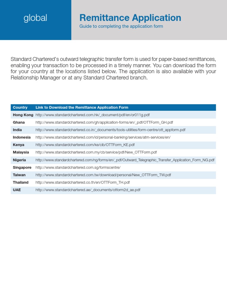 Remittance Application Form Standard Chartered Bank vrogue.co