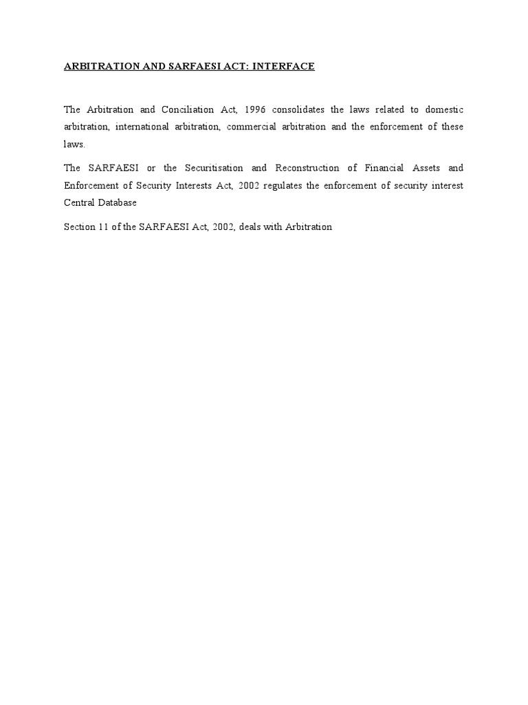 Arbitration And Sarfaesi Act PDF