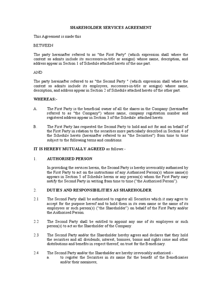 Image 7 for Nominee Shareholder Agreement Template
