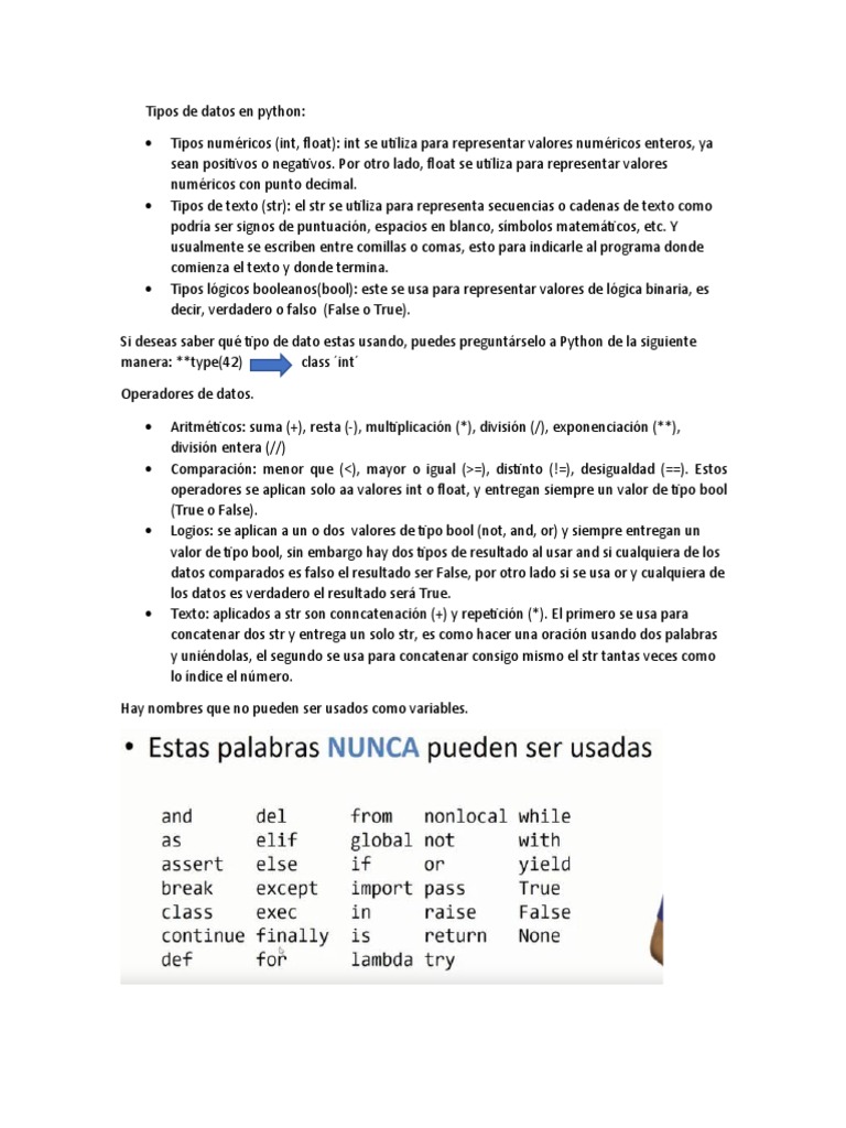 Tipos de Datos en Python | PDF