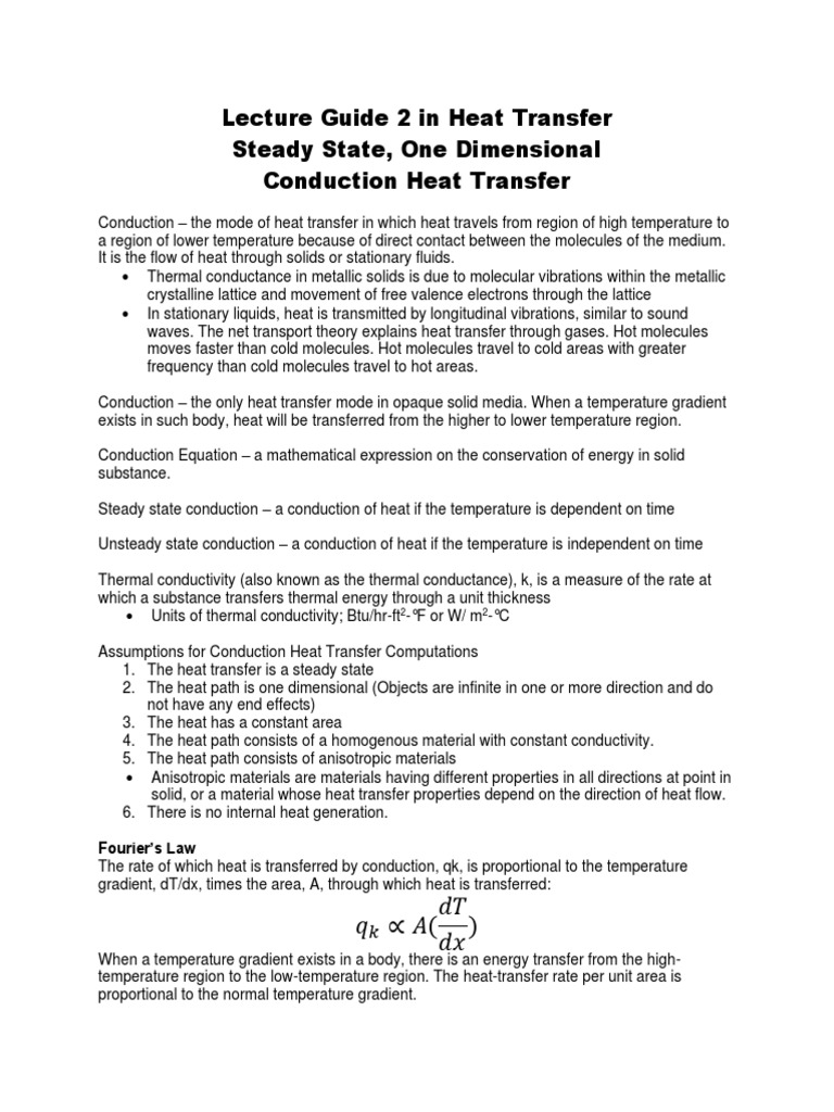 Steady State Heat Transfer in Conduction | PDF | Thermal Conduction ...