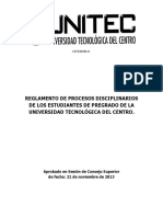 Reglamento de Procesos Disciplinarios de Los Estudiantes de Pregrado de La Universidad Tecnológica Del Centro