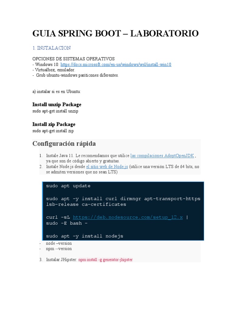 Guía de Instalación de Spring Boot | PDF | Java (lenguaje de ...