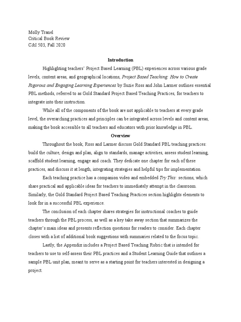 Project Based Teaching Critical Review | PDF | Project Based Learning ...