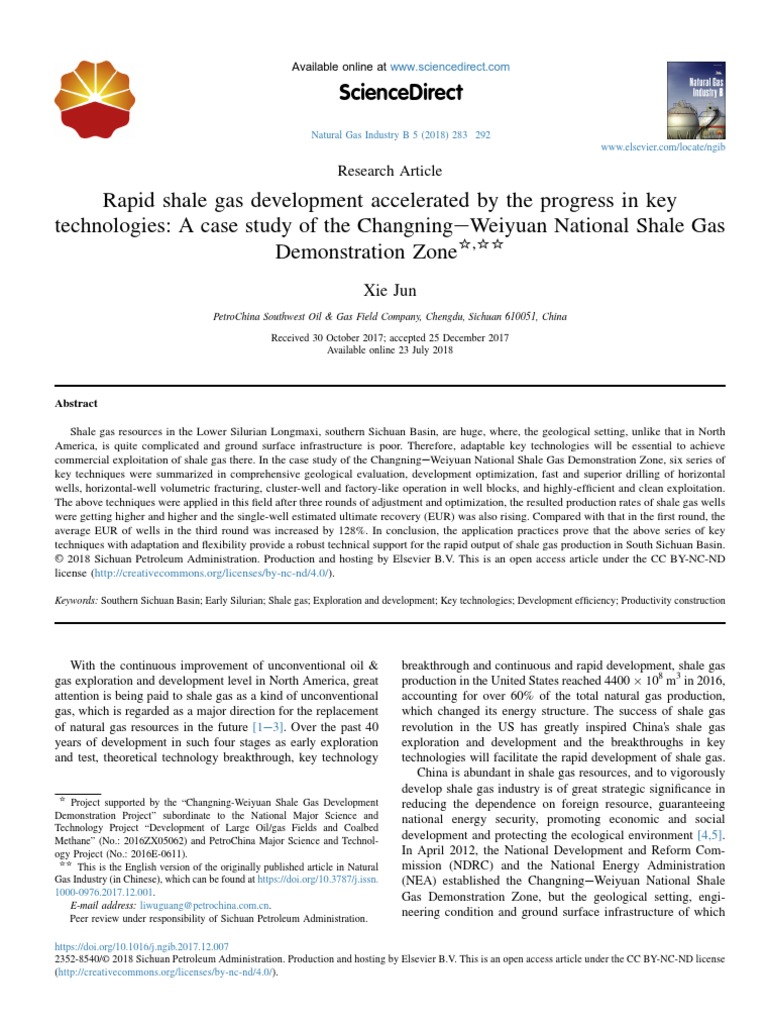 Rapid Shale Gas Development Accelerated by The Progress in Key - 2018 ...