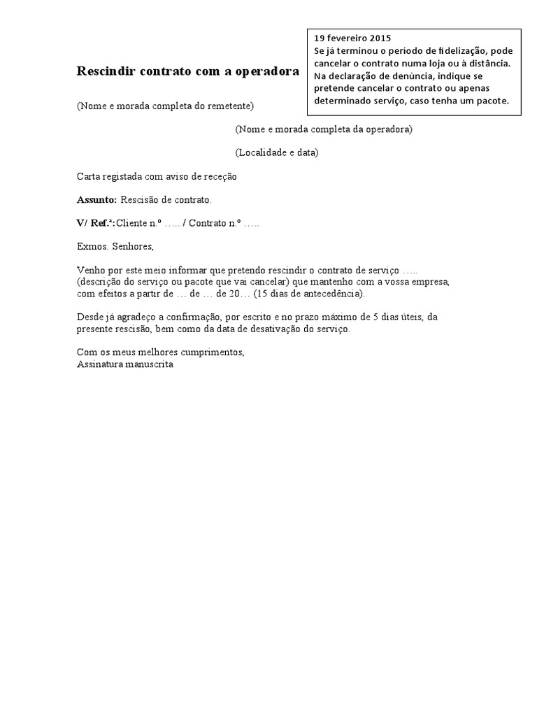 Rescindir Contrato Com A Operadora | PDF