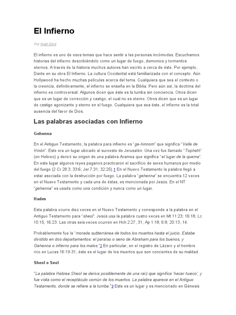 Descripción del Infierno según la Biblia | PDF | Infierno | Pecado