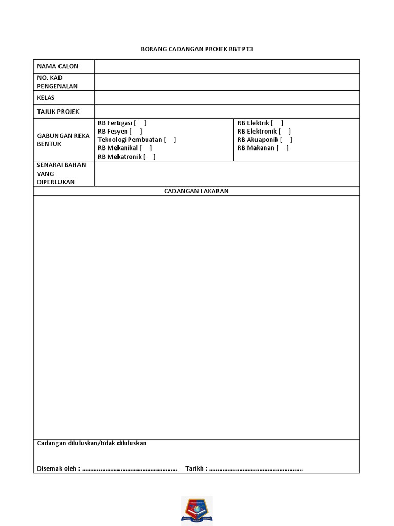 Borang Cadangan Projek RBT PT3 | PDF