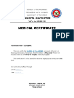 Medical Certificate: Municipal Health Office