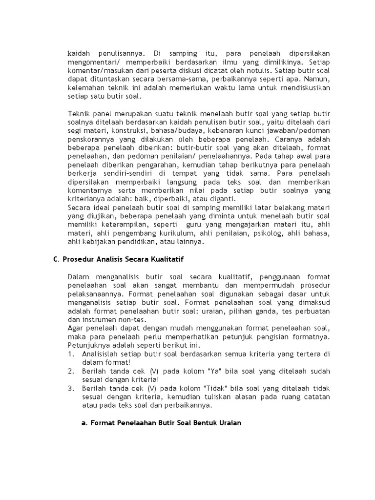 Panduan analisis butir soal pdf
