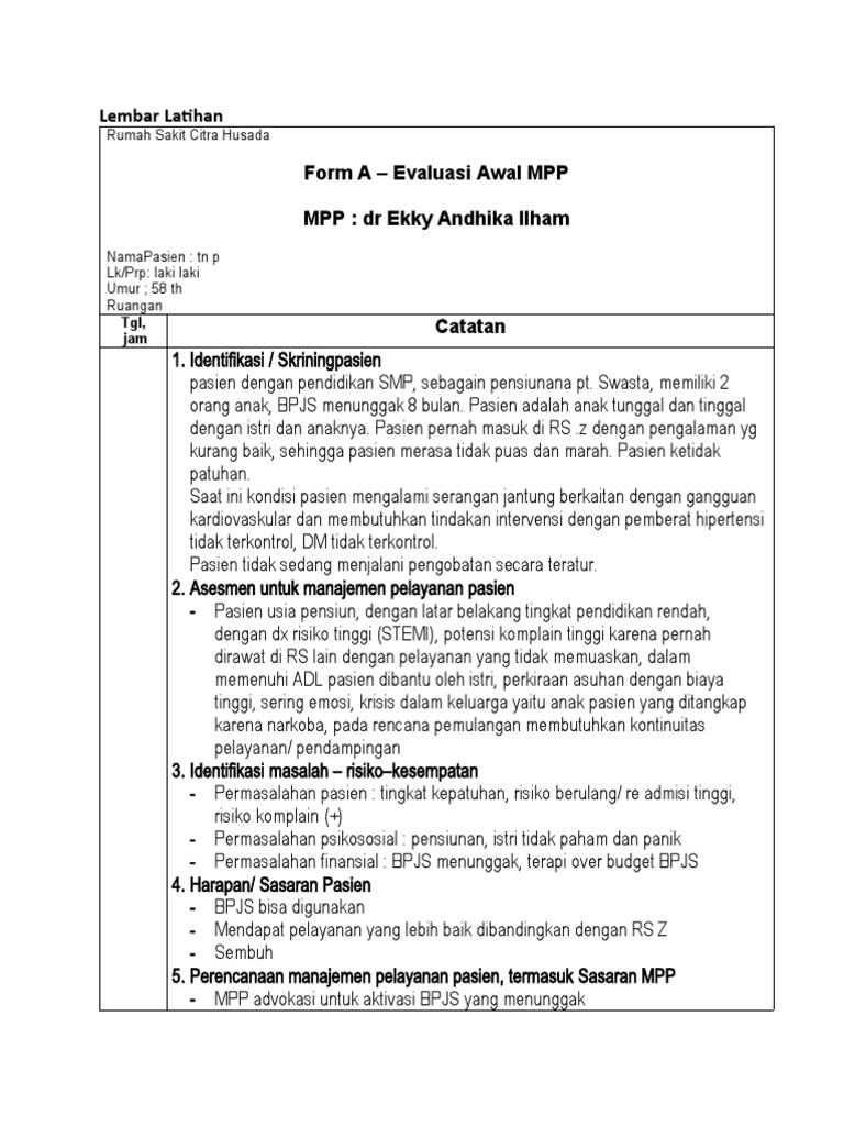 Evaluasi Awal MPP Pasien Jantung 58 Tahun | PDF