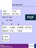Present Tense Verb Be: I and You + and ?: I'm I Am You're You Are