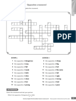 2B VOCABULARY Opposites Crossword: S A F E