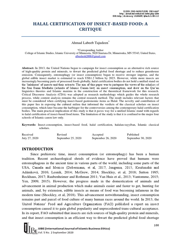 Halal Insect Food Certification | PDF | Hadith | Foods