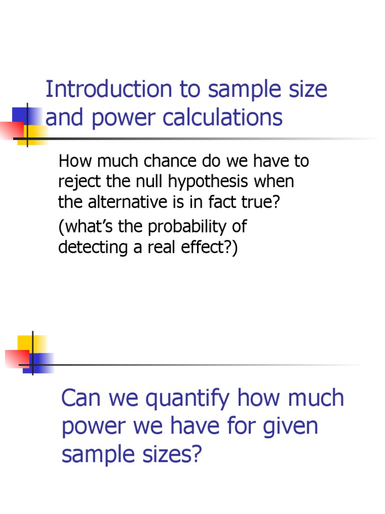Introduction To Sample Size and Power Calculations | PDF | Statistical ...