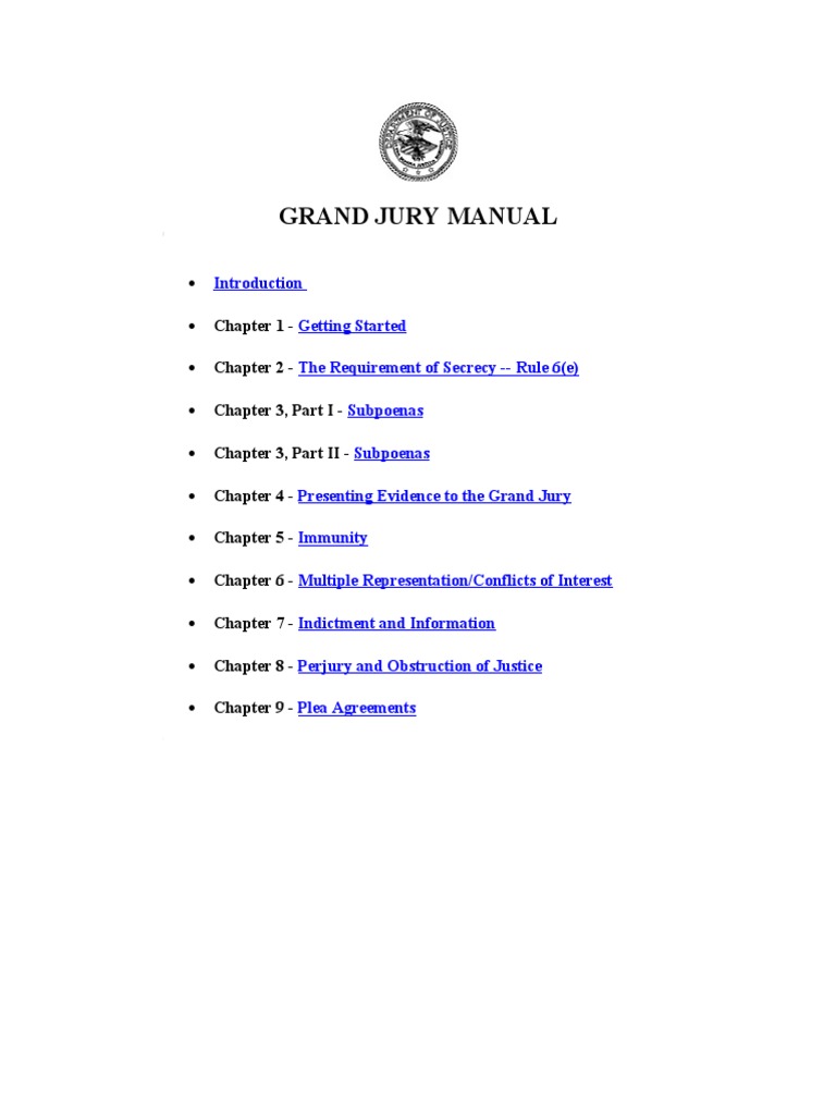 Grand Jury Manual PDF Grand Jury Law