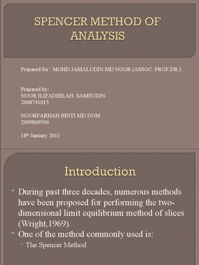 Spencer Method for Slope Stability Analysis | PDF | Force | Applied And ...