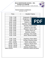 Mary Belle Montessori School - Inc. SCHOOL ID # 403348: Parent-Teacher's Conference