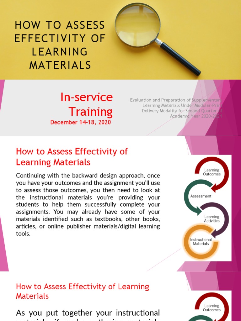 How To Assess The Effectivity of Learning Materials PDF