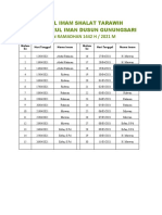 Jadwal Imam Shalat Tarawih