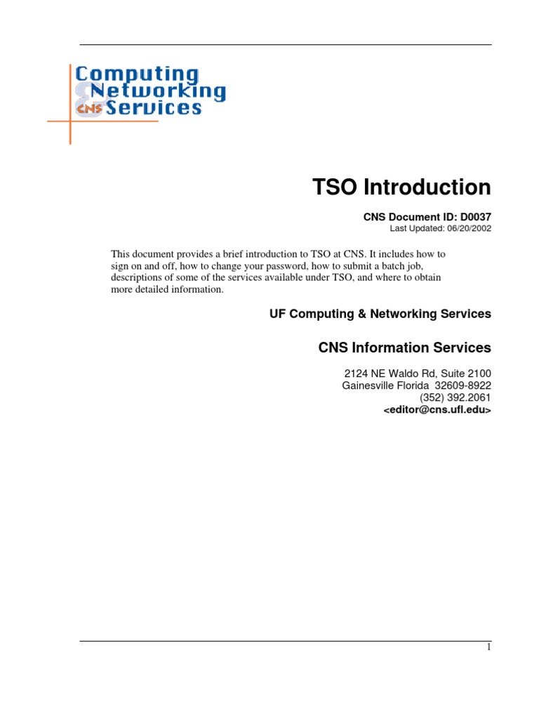 TSO User Guide for CNS Services | PDF | Directory (Computing ...
