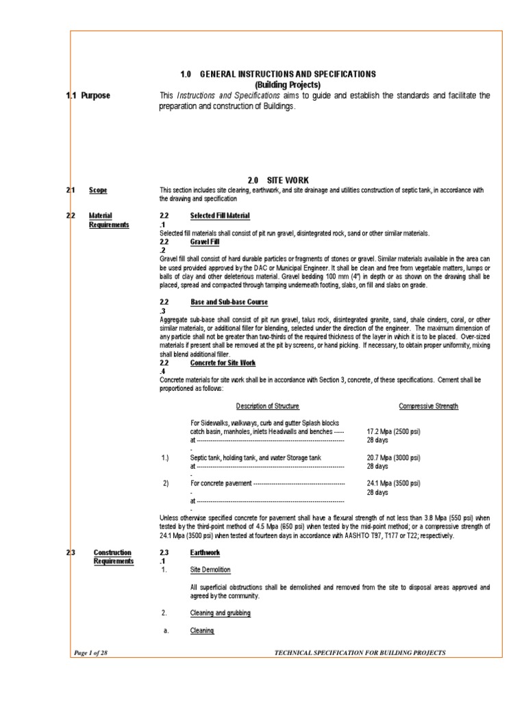 Building Project Technical Specifications | PDF | Construction ...