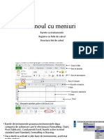 panoul cu meniuri, bara cu instrumente, registru cu foi de caolcul si structura