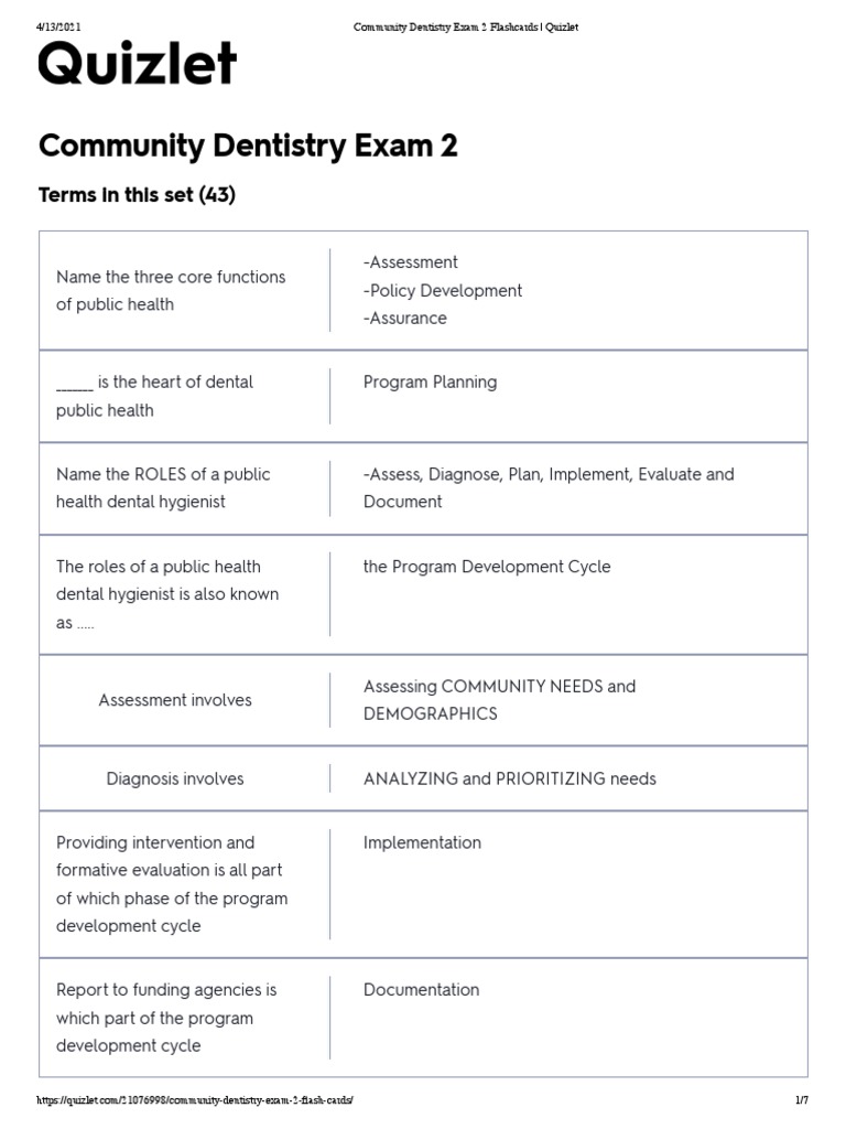 Community Dentistry Exam 2 Flashcards Quizlet PDF Dentistry Data