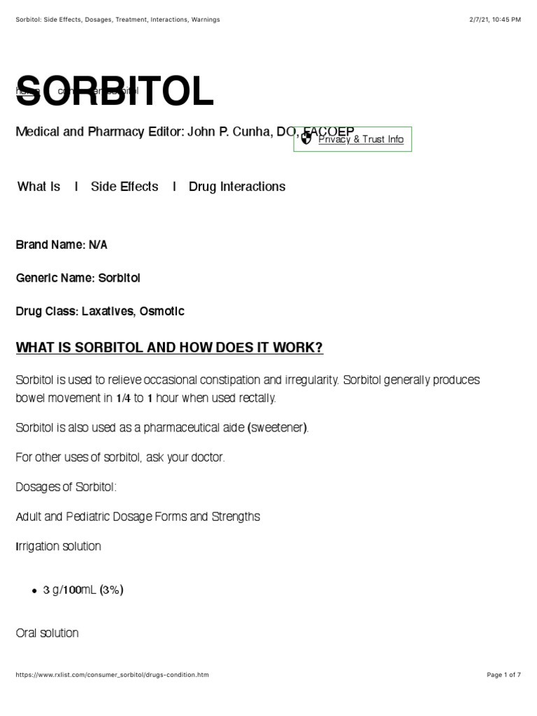 An InDepth Look at Sorbitol Uses, Side Effects, Dosages, Interactions