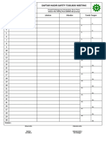 Daftar Hadir Safety Toolbox Meeting