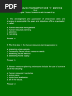 MCQs Unit 1 Human Resource Management and Planning