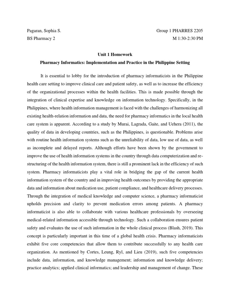 Pharmacy Informatics in the Philippines | PDF | Health Informatics ...