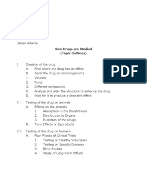 drug research paper outline