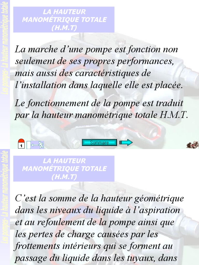 La Hauteur Manometrique | PDF | Pompe | Pression