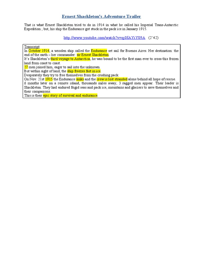 Shackleton's Endurance Expedition Overview | PDF | Ernest Shackleton ...