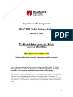 Problem Solving Analysis (40%) : Cases & Questions: Department of Management