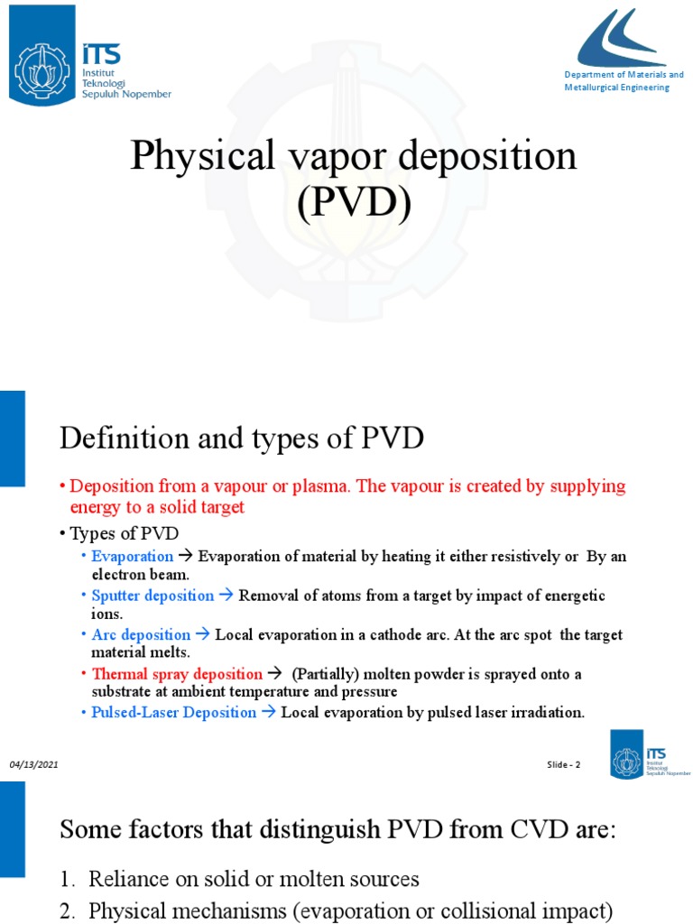 Overview of Physical Vapor Deposition | PDF | Evaporation | Sputtering