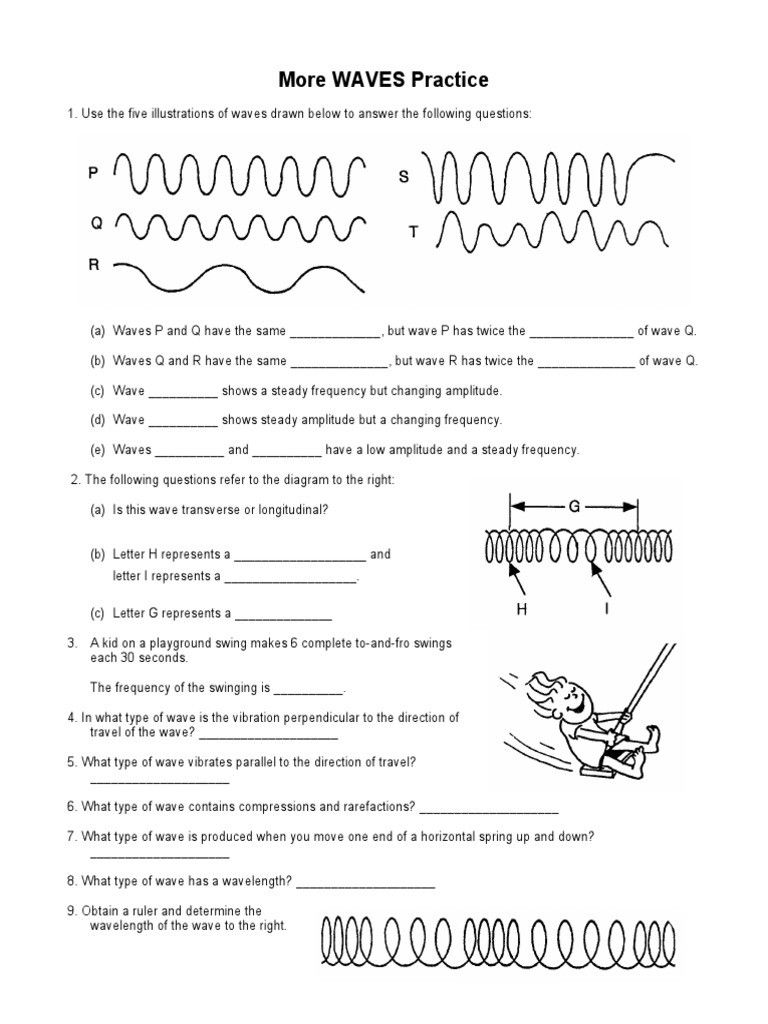 Transverse V Longitudinal Wave Worksheet 2b107dk Waves Frequency