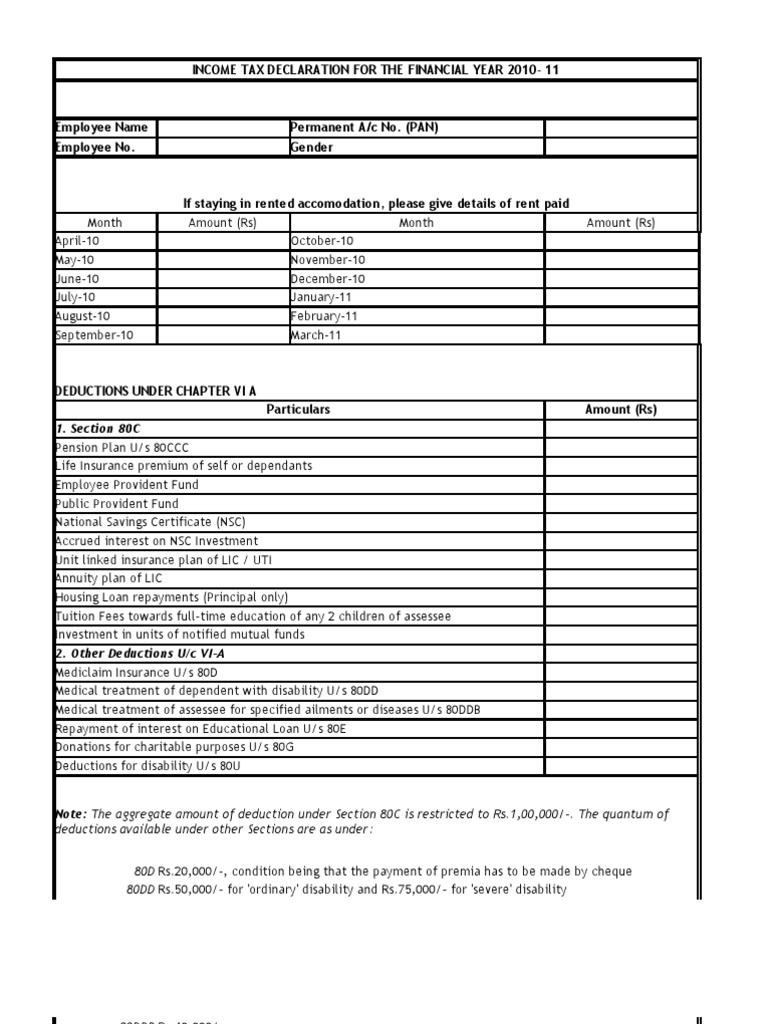 Tax Declaration Form1 PDF Tax Deduction Tax