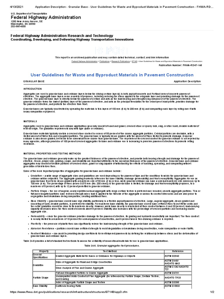 Application Description - Granular Base - User Guidelines For 