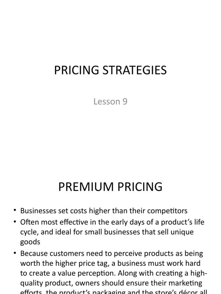 Overview of Pricing Strategies | PDF | Pricing | Prices