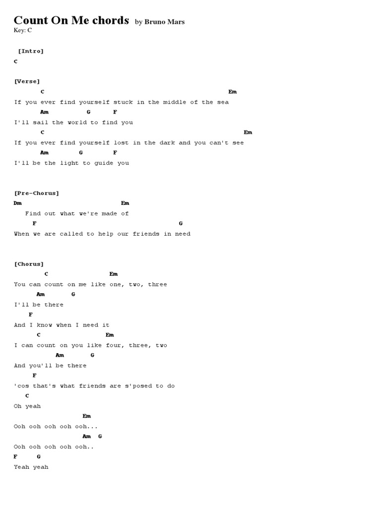 Count On Me Chords Pdf Song Structure Musical Forms