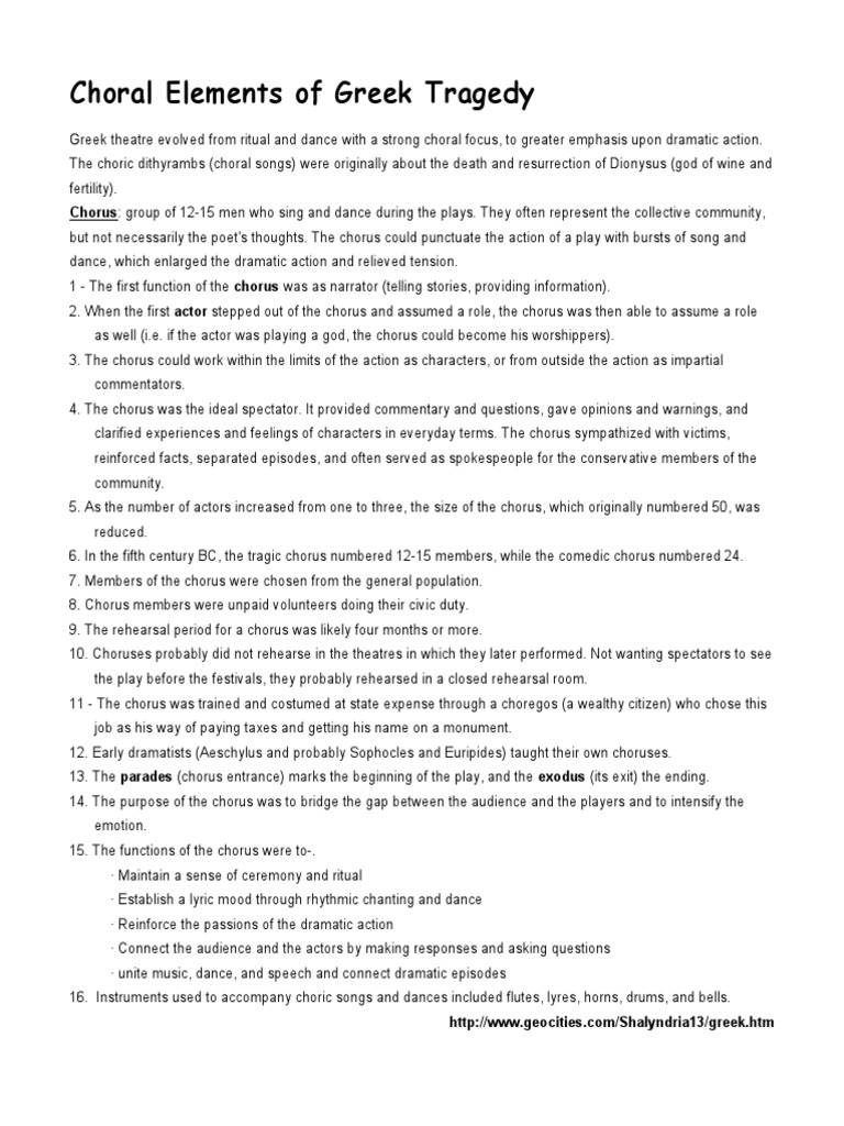 Choral Elements, Structure, Ode of Greek Tragedy PDF Greek Tragedy