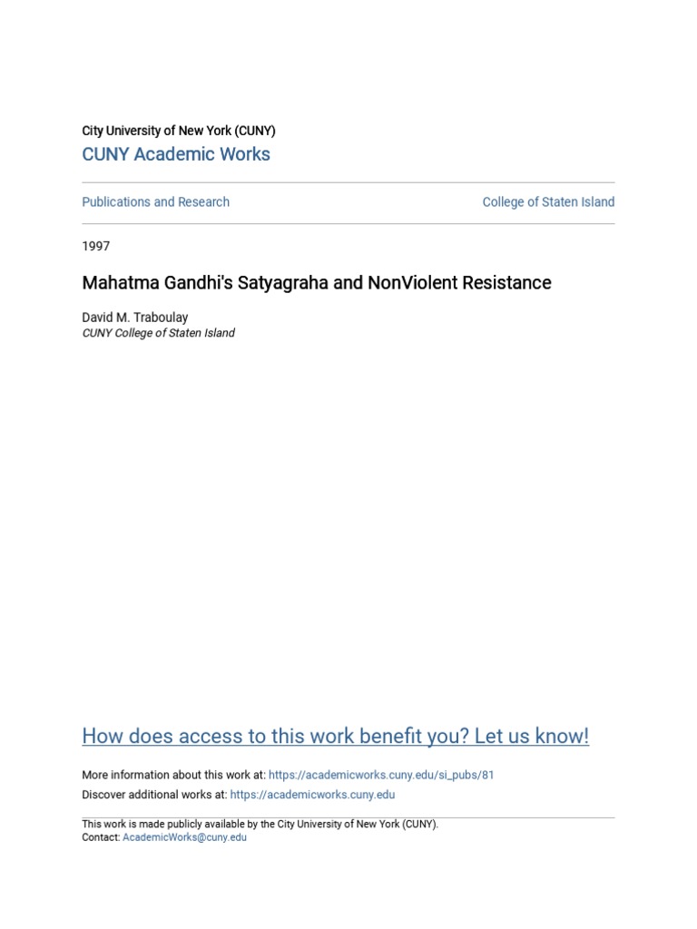 Mahatma Gandhis Satyagraha and NonViolent Resistance | PDF | Mahatma ...
