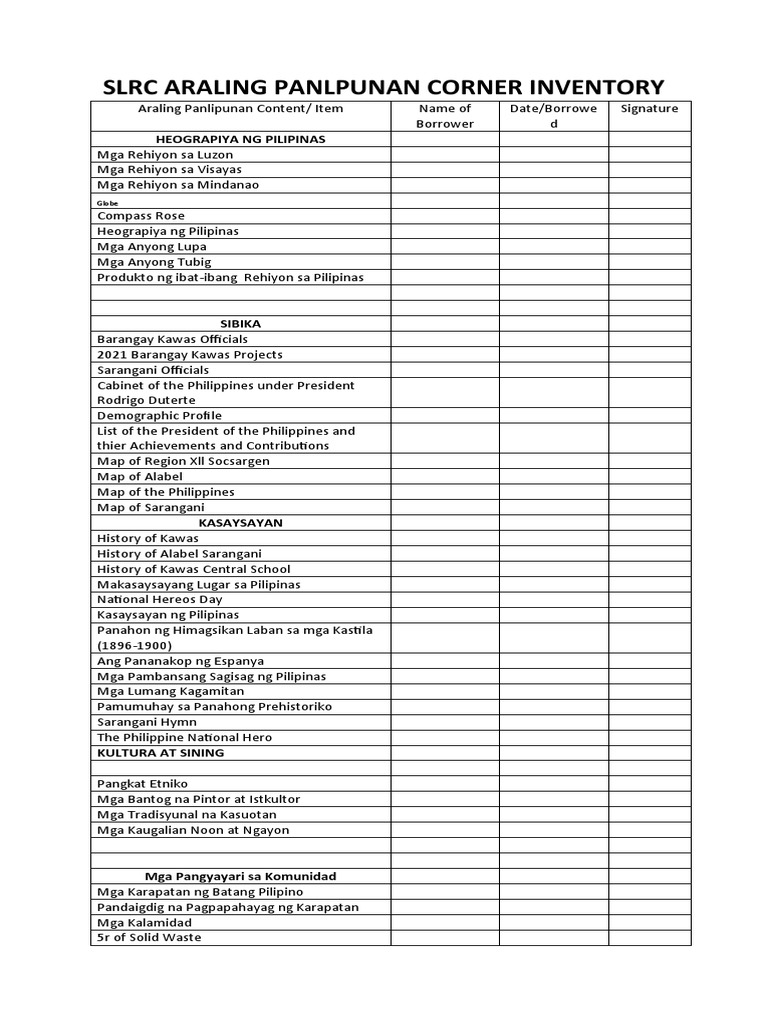 SLRC Inventory Science | PDF